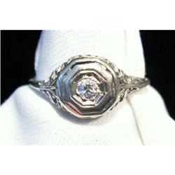 14K WG Diamond Filigree Ring Antique Victorian #2393918