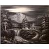 Image 1 : ORIG OIL PAINTING LANDSCAPE IN BLACK & WHITE #2393921