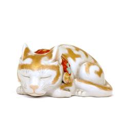 Old  Japanese Kutani Imari Sleeping Cat Neko Mk#2394068