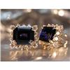 Image 1 : RHJ Sharp Synthetic Sapphire Earrings & CZs #2384987