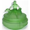 Image 1 : ANNETTE Green Satin Glass Powder Jar #2385247