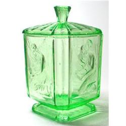 Sowerby PANDORA Green Art Deco Glass Vanity #2385298