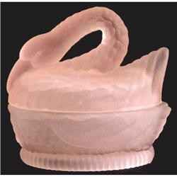 Pink Satin Glass Swan Powder Jar #2385326