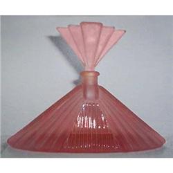 Pink Satin Art Deco Glass FAN Perfume Bottle #2385329