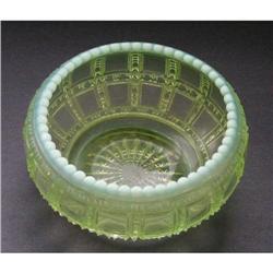 Beaded Block Vaseline Opalescent Glass Bowl #2385330