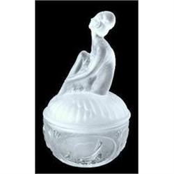 CLAUDETTE White Satin Glass Powder Jar #2385331