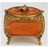 Art Nouveau Ormolu & Amber Glass Dresser Box #2385357