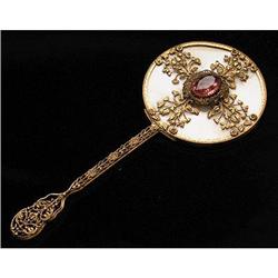 APOLLO Jeweled & Ornate Brass Hand Mirror  #2385361