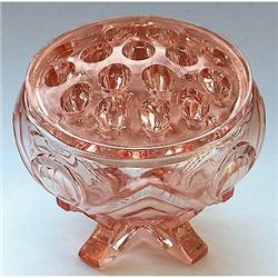 Brockwitz Pink Art Deco Glass Flower Frog Vase #2385365