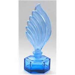 Czech Blue Glass Feather & Well Perfume Bottle #2385373