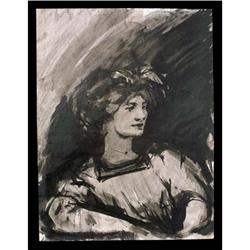 Black Ink Drawing Portrait of Lady #2385701