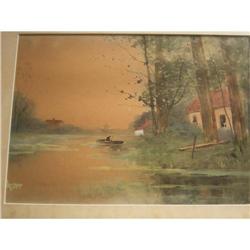 Vintage dutch  pastel or water painting #2385848