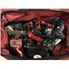 Image 2 : MILWAUKEE BAG WITH ASSORTED MILWAUKEE CORDLESS POWER TOOLS & TIRE WRENCH