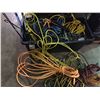 Image 2 : LARGE BIN OF ASSORTED EXTENSION CORDS, AIR HOSES, AND LIGHTING