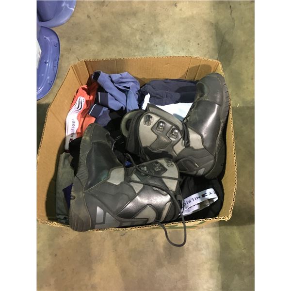 BOX OF ASSORTED CLOTHING AND FOOTWEAR