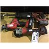 Image 1 : LOT OF MILWAUKEE M18 CORDLESS POWER TOOLS INCLUDING, GRINDER, HACKZALL, SAWZALL, AND 3 BATTERIES