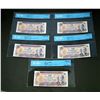 Image 1 : BANK OF CANADA $10.00 1971. A Lot of 5 BC-49c CCCS Banknotes AU-55 to UNC-65