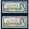 Image 2 : BANK OF CANADA $20.00 1954. A Lot of 5 notes BC-33b Devil's Face Banknotes Fine-VF