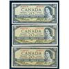 Image 1 : BANK OF CANADA $20.00 1954. A Lot of 3 BC-41a Modified Portrait Banknotes VG-UNC