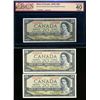 Image 1 : BANK OF CANADA $20.00 1954. A Lot of 3 BC-41b Modified Portrait Banknotes VF+-AU