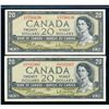 Image 2 : BANK OF CANADA $20.00 1954. A Lot of 3 BC-41b Modified Portrait Banknotes VF+-AU