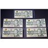 Image 1 : BANK OF CANADA $20.00 1991. A Lot of 5 BC-58 Mixed Signatures Banknotes EF-UNC
