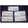 Image 2 : BANK OF CANADA $20.00 1991. A Lot of 5 BC-58 Mixed Signatures Banknotes EF-UNC