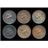 Image 1 : TOKEN Penny 1850 PC-6A A Study Group of 6 Pieces Very Good-Very Fine+