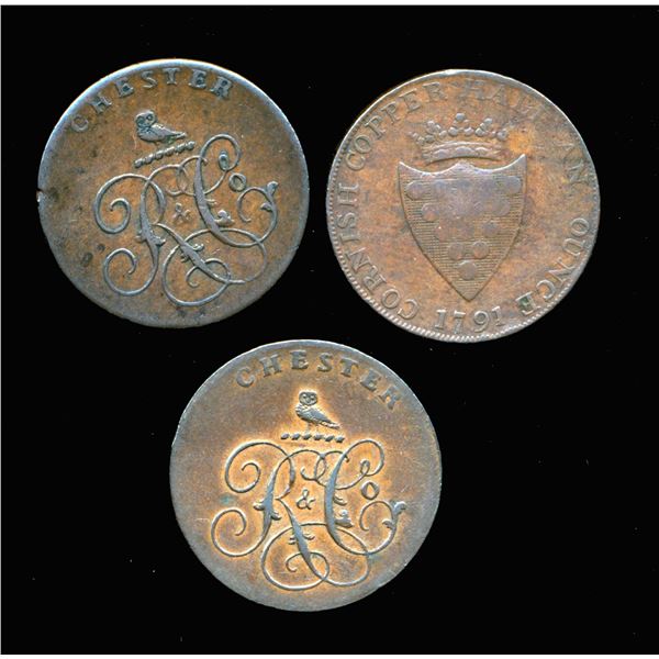CONDOR TOKENS Cheshire/Cornwall 1791 A Lot of 3 Pieces All Very Fine