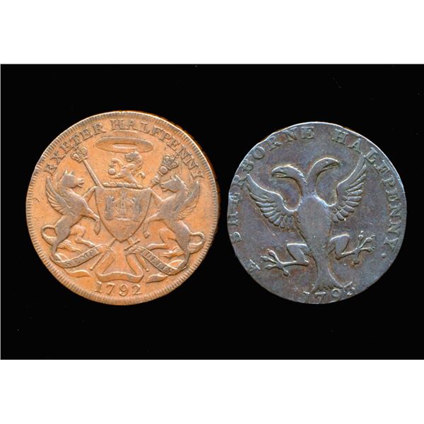 CONDOR TOKENS Devonshire/Dorcetshire 1792-93 A Lot of 2 Pieces Both Very Fine