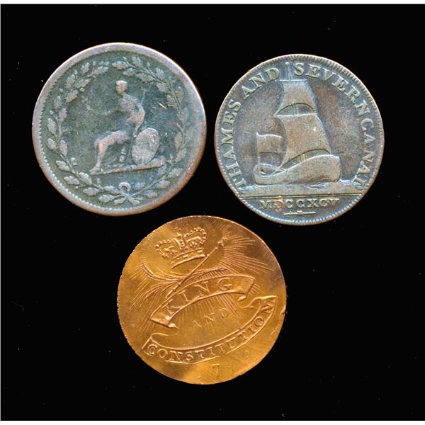 CONDOR TOKENS Essex/Gloucestershire 1794-1809 A Lot of 3 Pieces Fine-Extra Fine