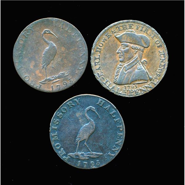 CONDOR TOKENS Hampshire 1793-95 A Lot of 3 Pieces Fine-Extra Fine