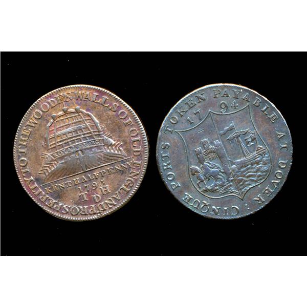 CONDOR TOKENS Kent 1794-95 A Lot of 2 Pieces Very Fine-Extra Fine