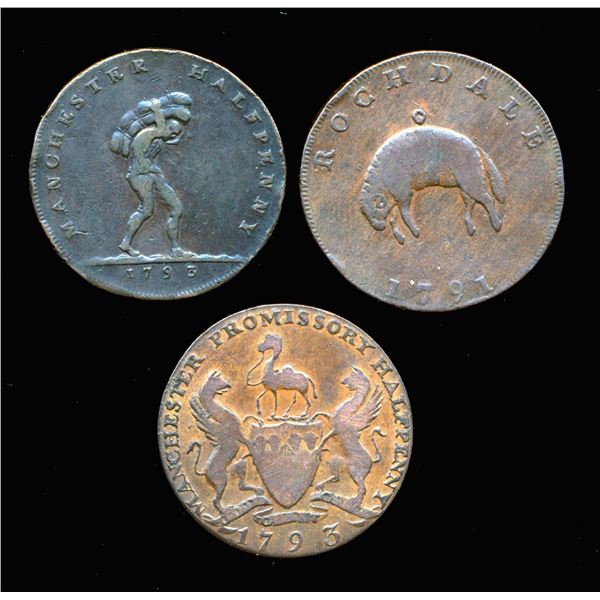 CONDOR TOKENS Lancaster 1791-93 A Lot of 3 Pieces Both Very Fine