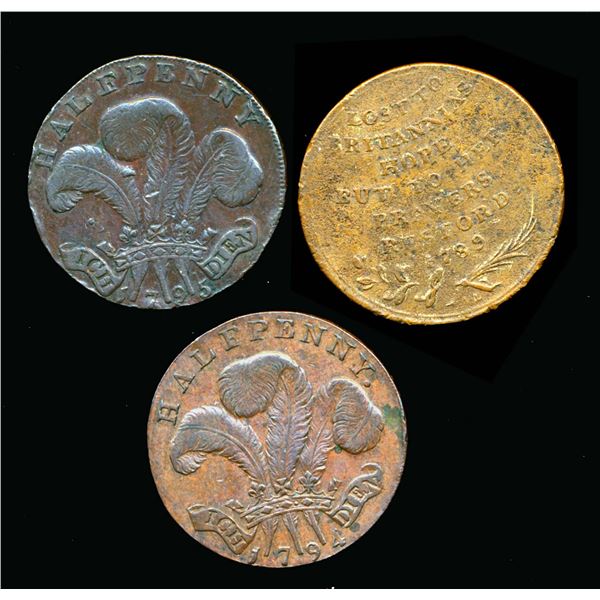 CONDOR TOKENS Middlesex 1789-95 A Lot of 3 National Series Fine-Very Fine+