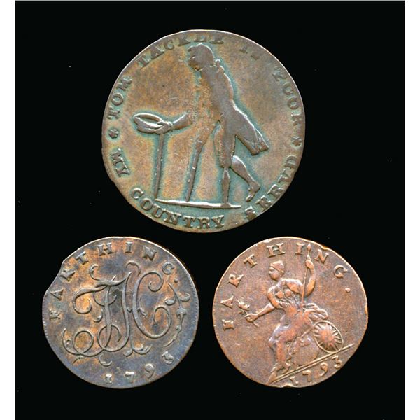 CONDOR TOKENS Middlesex 1793 A Lot of 3 Political and Social Series VG+-EF
