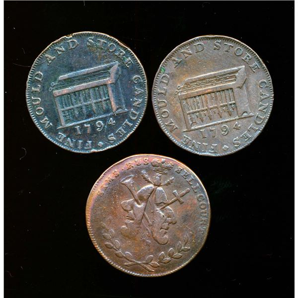 CONDOR TOKENS Middlesex 1794 A Lot of 3 Pieces Fine+-Very Fine