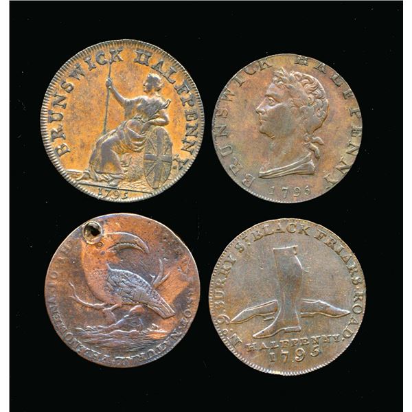 CONDOR TOKENS Middlesex 1795 A Lot of 4 Pieces Fine-Very Fine