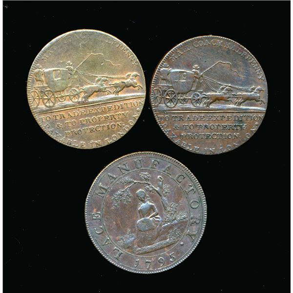 CONDOR TOKENS Middlesex 1795 & N/D A Lot of 3 Pieces Fine-Very Fine