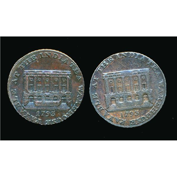 CONDOR TOKENS Somersetshire 1793 A Lot of 2 Bristol Pieces Very Fine-Extra Fine