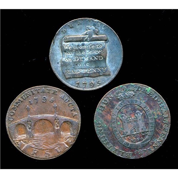 CONDOR TOKENS Suffolk 1794-95 A Lot of 3 Town Tokens All Very Fine