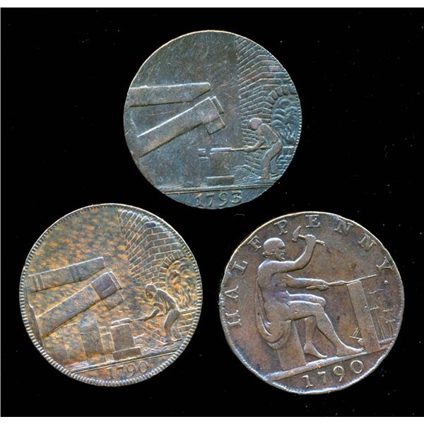 CONDOR TOKENS Warwickshire 1790-1793 A Lot of 3 Wilkinson Pieces VF-VF+