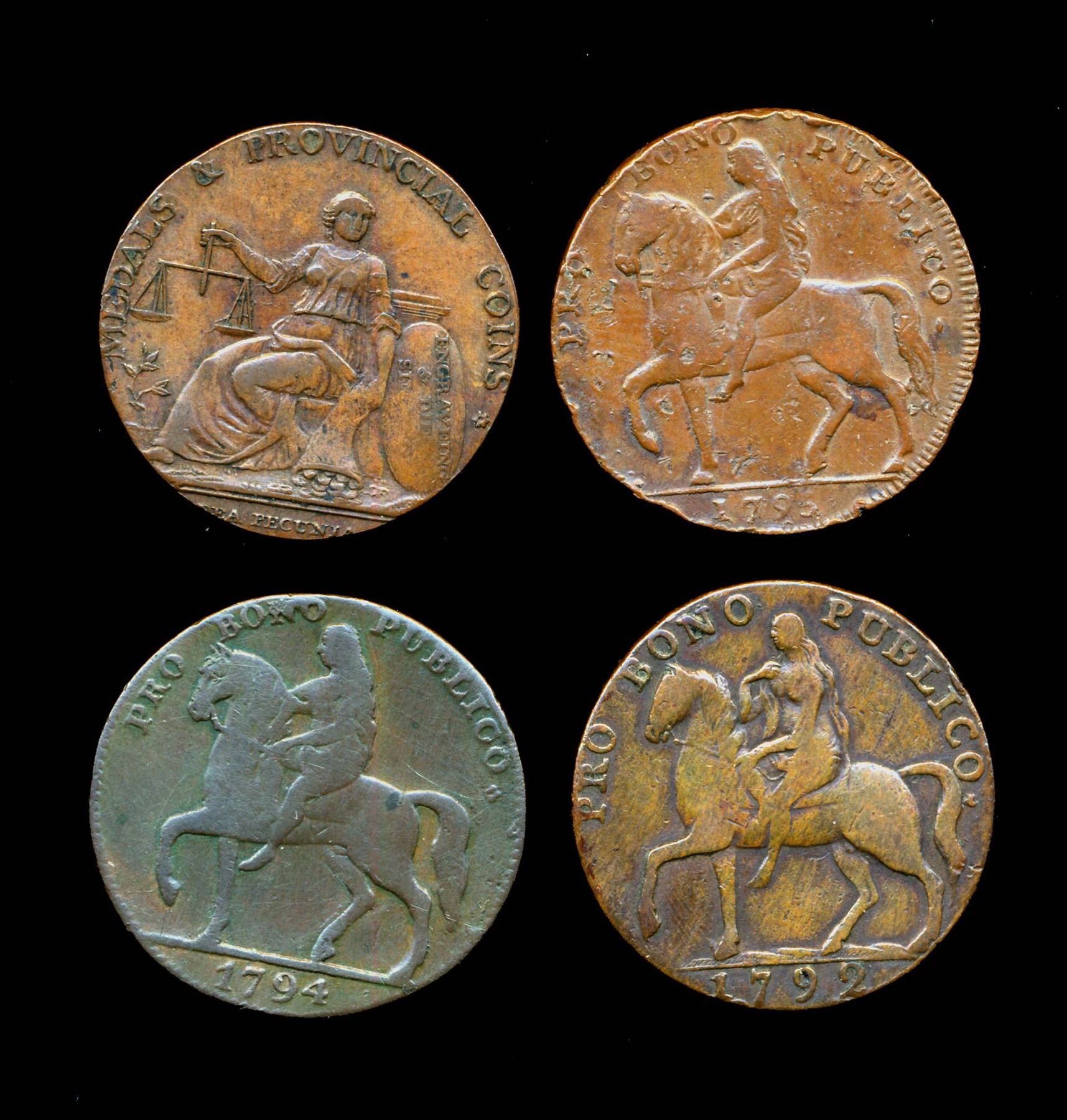 CONDOR TOKENS Warwickshire 1792-1795 A Lot of 4 Town Tokens F-VF