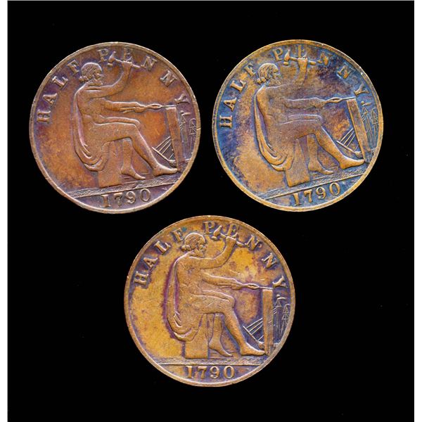 CONDOR TOKENS Warwickshike 1947 A Lot of 3 Re-Strikes of 1790 Wilkinson's UNC