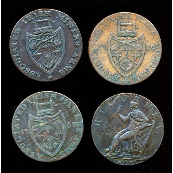 CONDOR TOKENS Wicklow 1789 A Lot of 4 Cronebane Halfpenny all in Fine