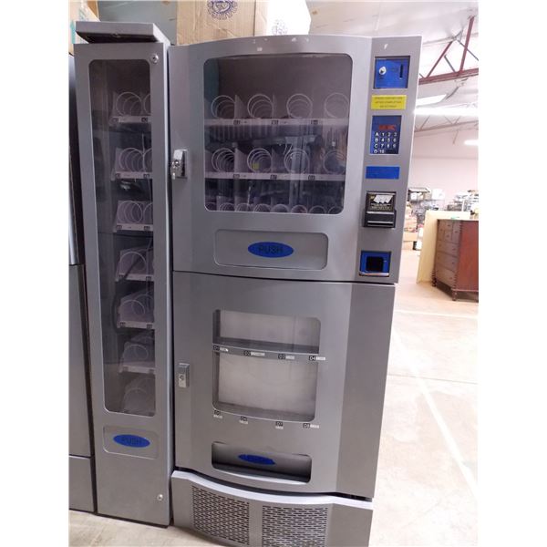 3-piece vending machine (missing key for side door) - consigner says working when last used - Heavy!