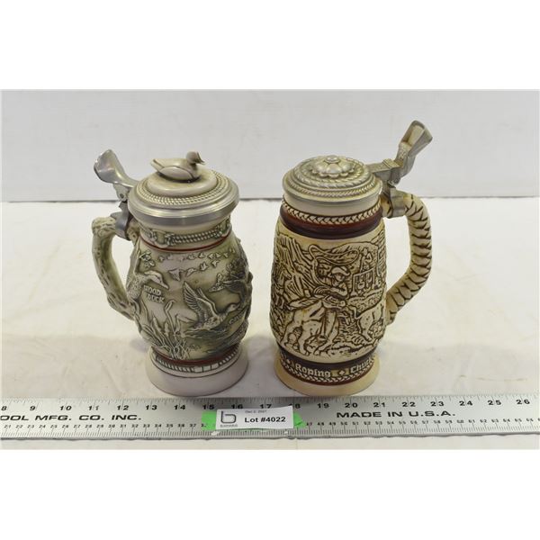 2 Ceramic Beer Steins
