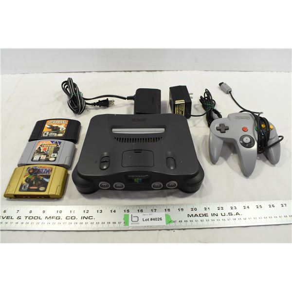 Nintendo 64 – Damaged Controller, Power Cord. Not Tested.