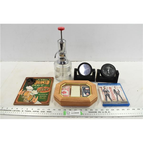 Card Set, Sign, Liquor Dispenser, Clocks