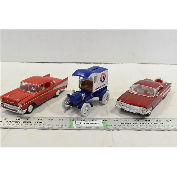 2 Die Cast Model Cars & 1 Plastic Model